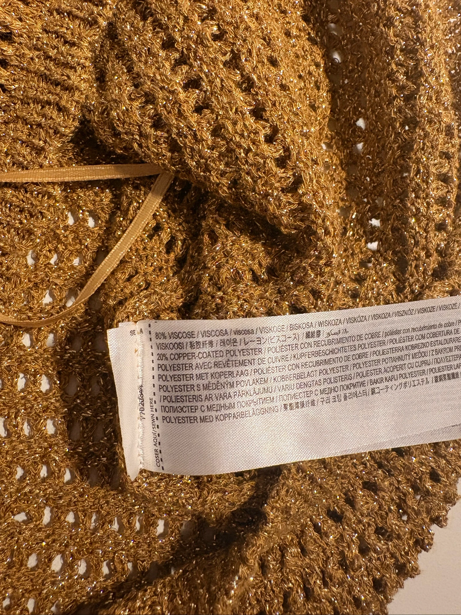 Haut en crochet doré pailletée - taille S - neuf - été/plage  – photo 4